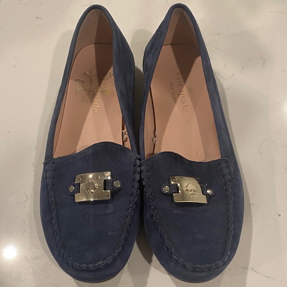 Kate Spade Dark Blue Loafers with Gold Accent - Picture 11 of 11